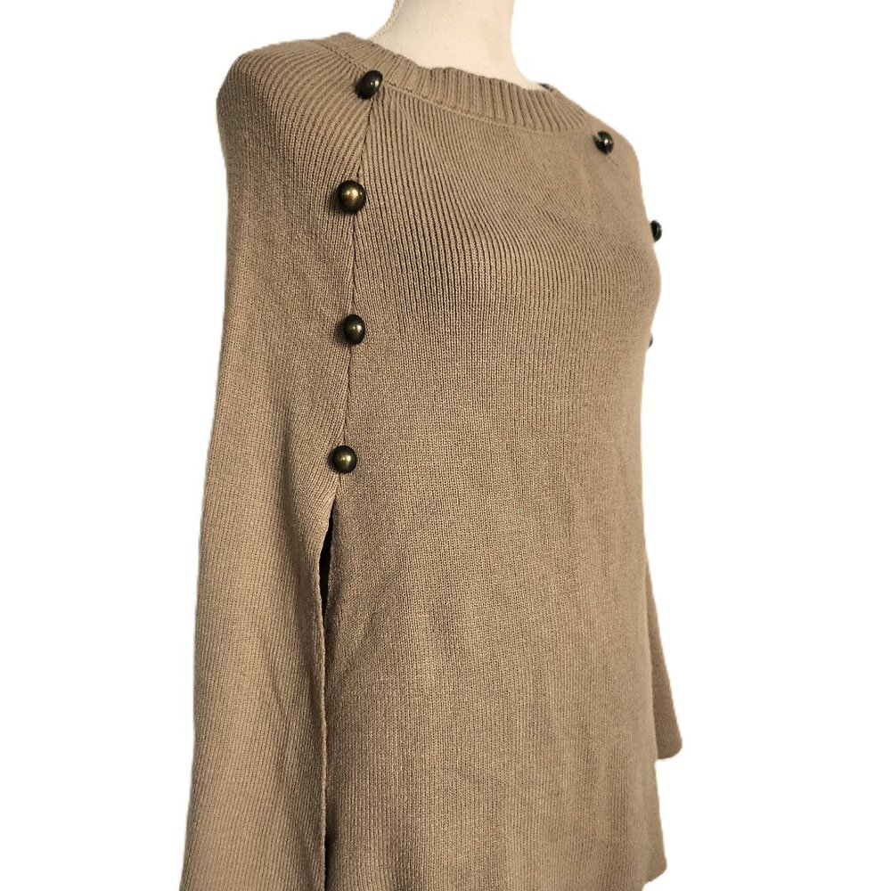 NWT Modena New York Cape Knit Women's Poncho Sweater One Size Fit S/M Camel
